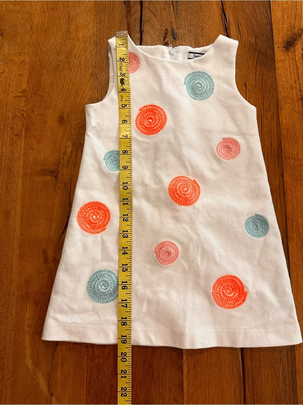Hartstrings White dress with embroidered colored spirals 3T